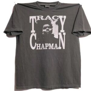 Tracy Chapman Graphic Tee - Music Legend Portrait Charcoal Grey T-Shirt